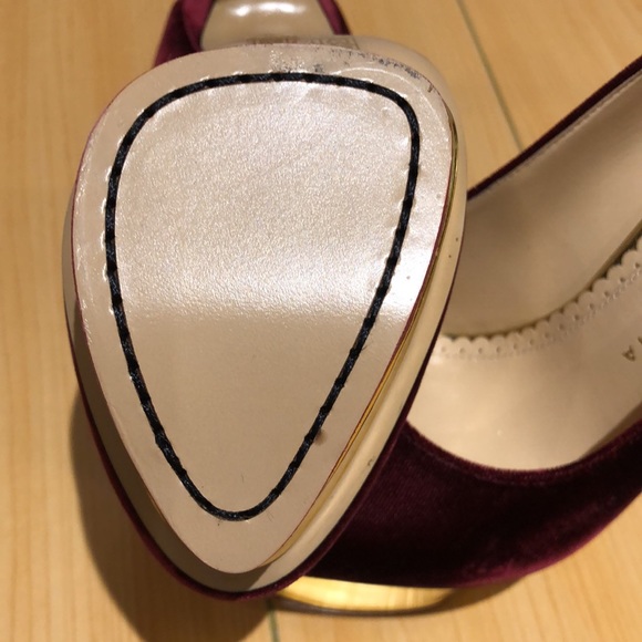 Charlotte Olympia burgundy platform heels size 36.5 - Picture 13 of 15